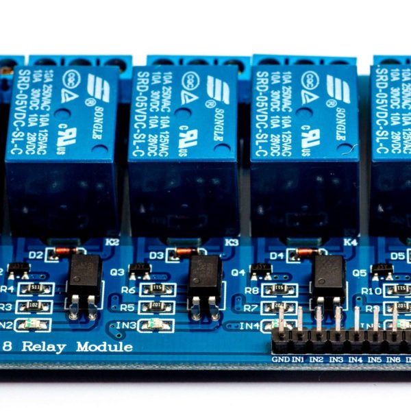 8 channel relay module, closeup